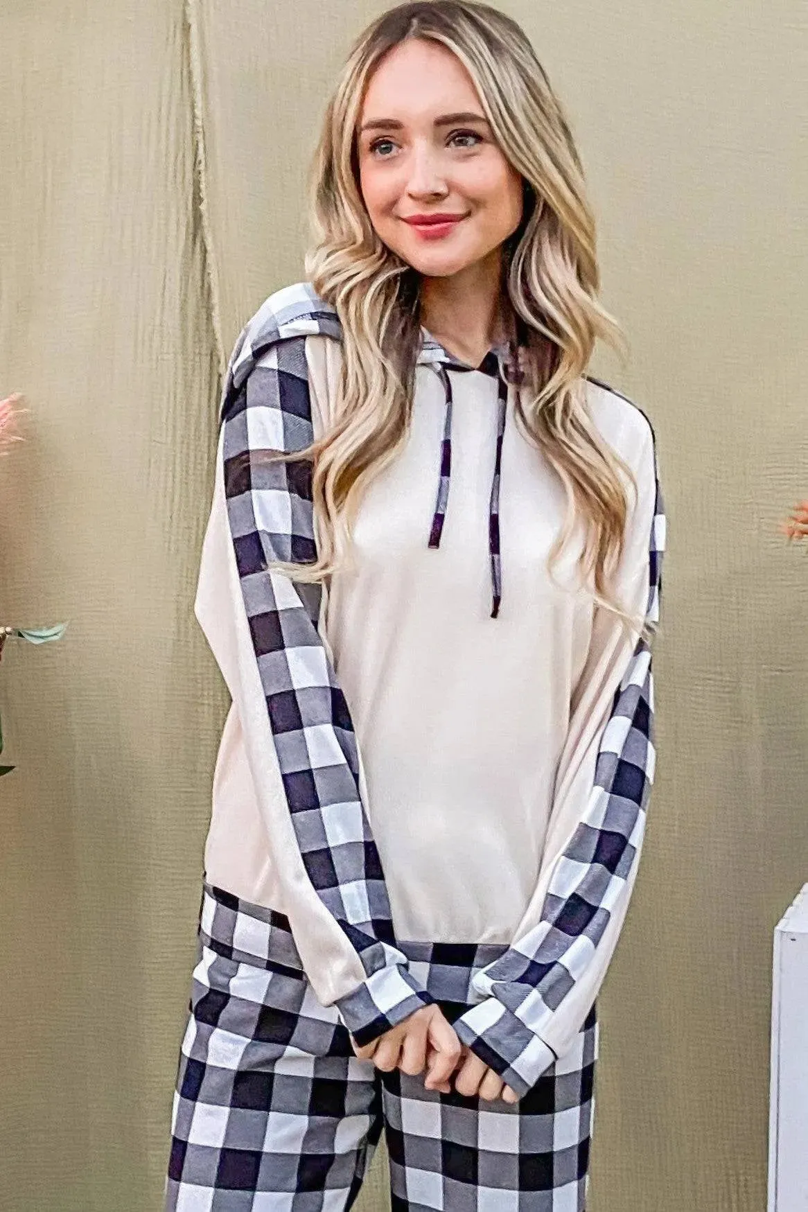 Plaid Hooded Lounge Set - Comfortable Chic