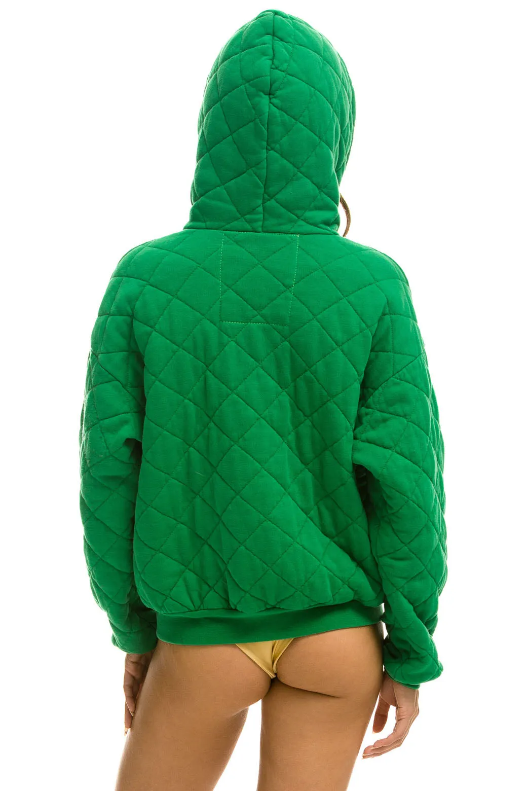 QUILTED ZIP HOODIE RELAXED - KELLY GREEN