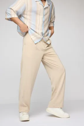 Sand Beige Men's Pleated Korean Pants