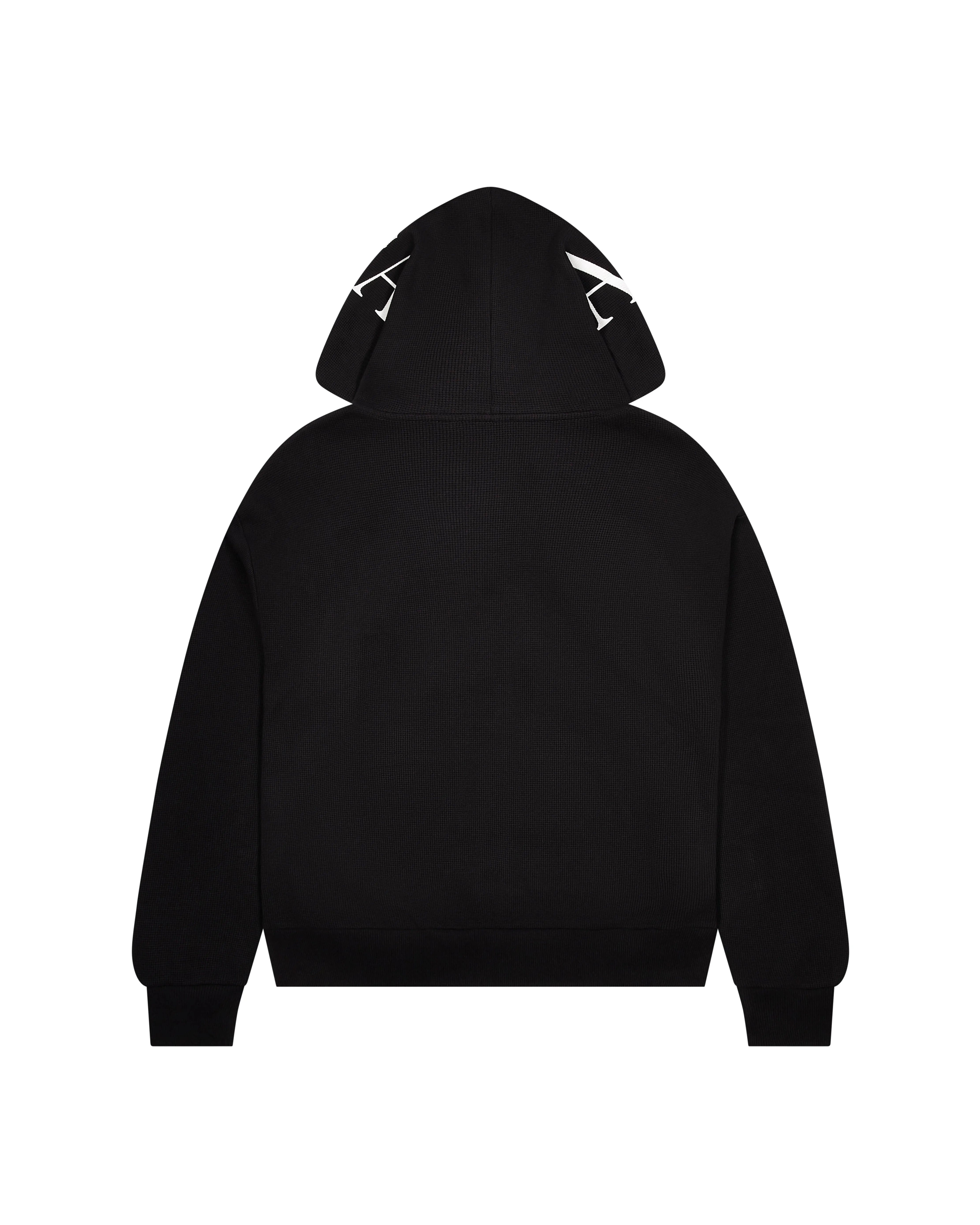 Script Waffle Hoodie - Black