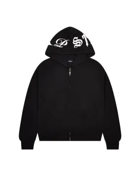 Script Waffle Hoodie - Black