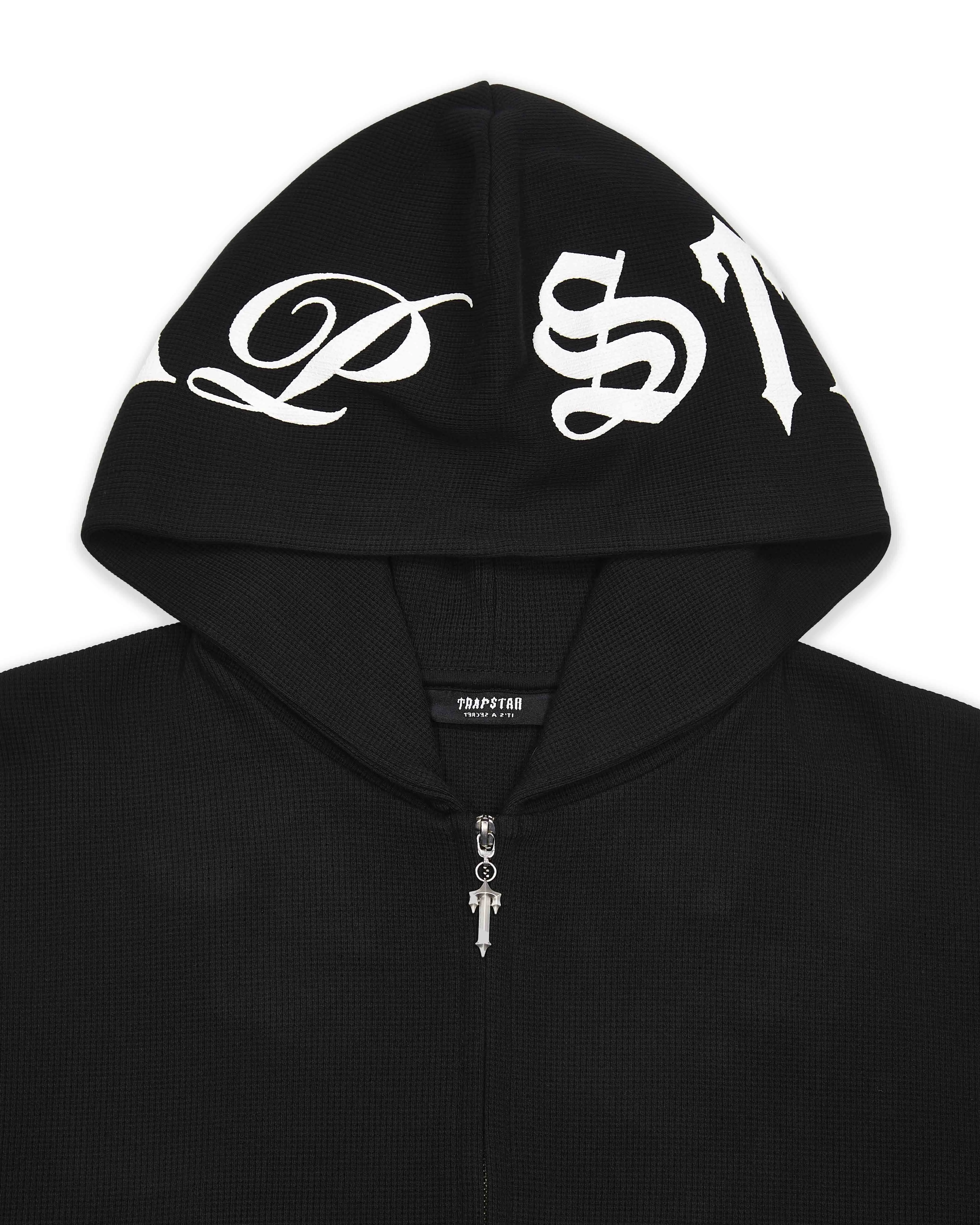 Script Waffle Hoodie - Black