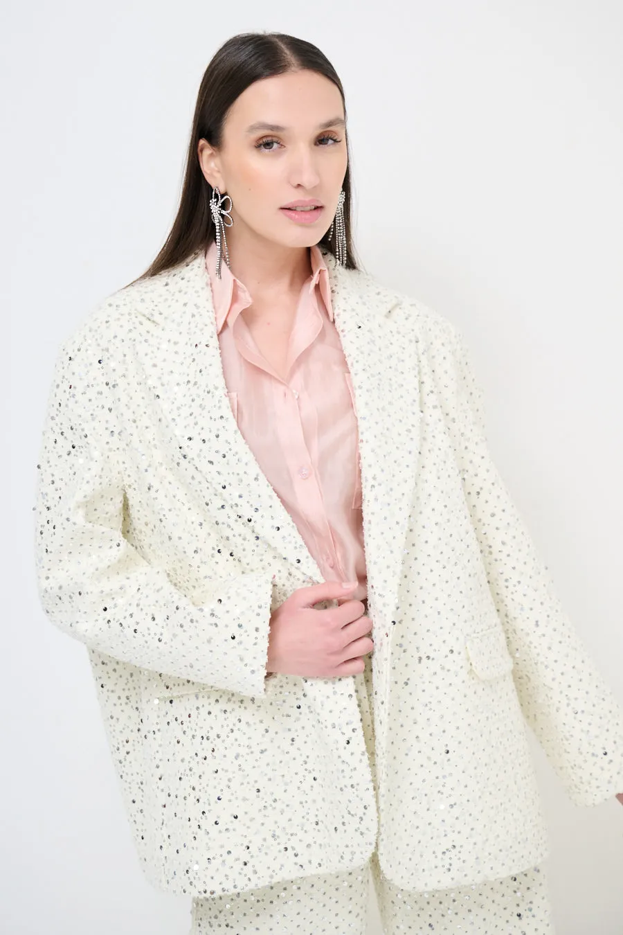 Sequin-embellished blazer with structured fit wholesale