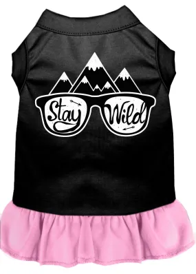 Stay Wild Screen Print Dog Dress Black With Light Pink Xs (8)