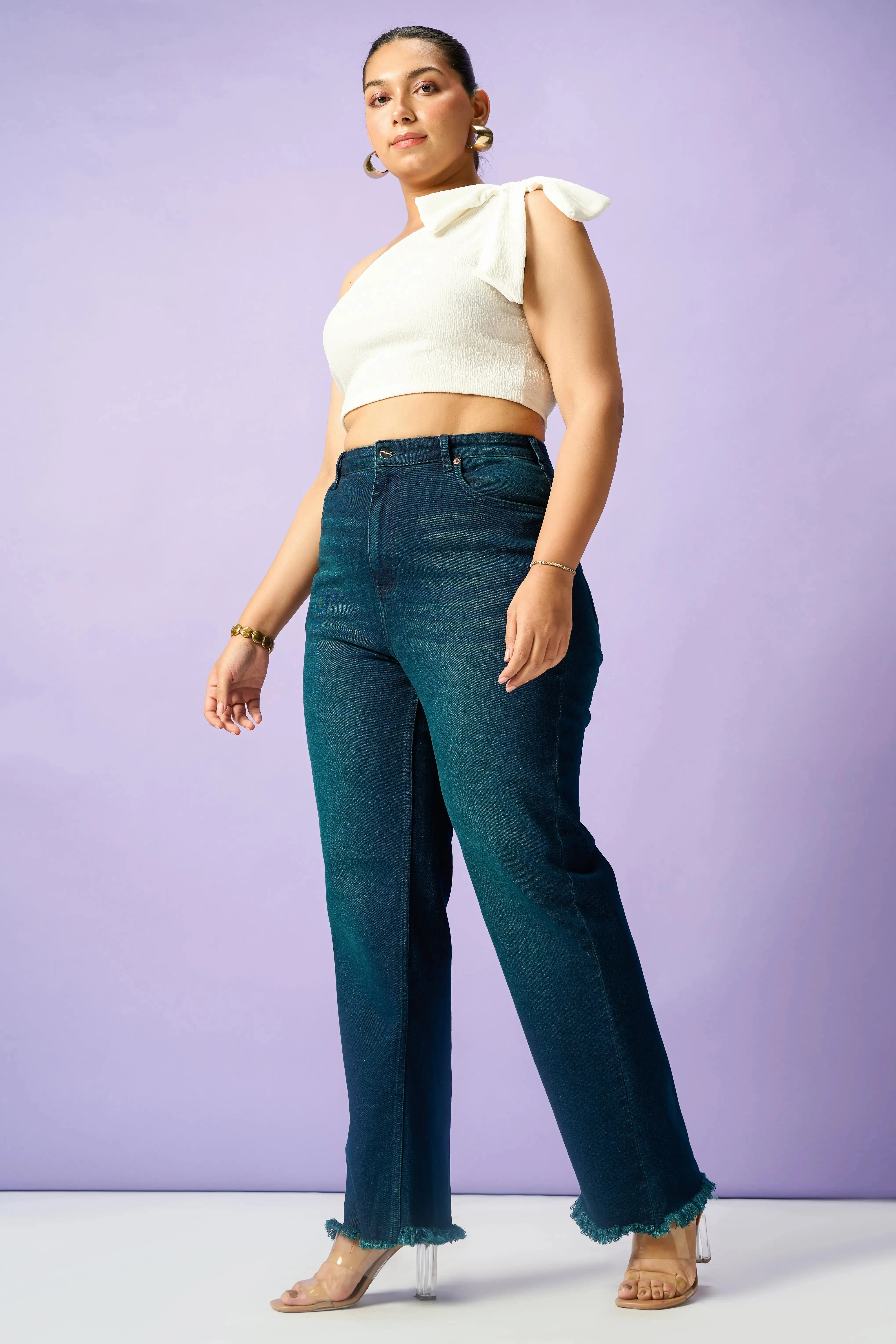 Subtle Teal Curve Straight Leg Jeans