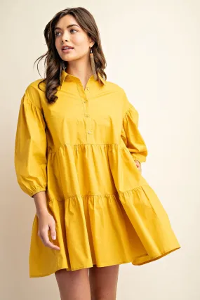 Sunflower Button Down Tiered Shirt Dress