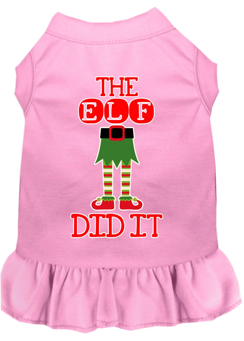 The Elf Did It Screen Print Dog Dress Light Pink Xxl