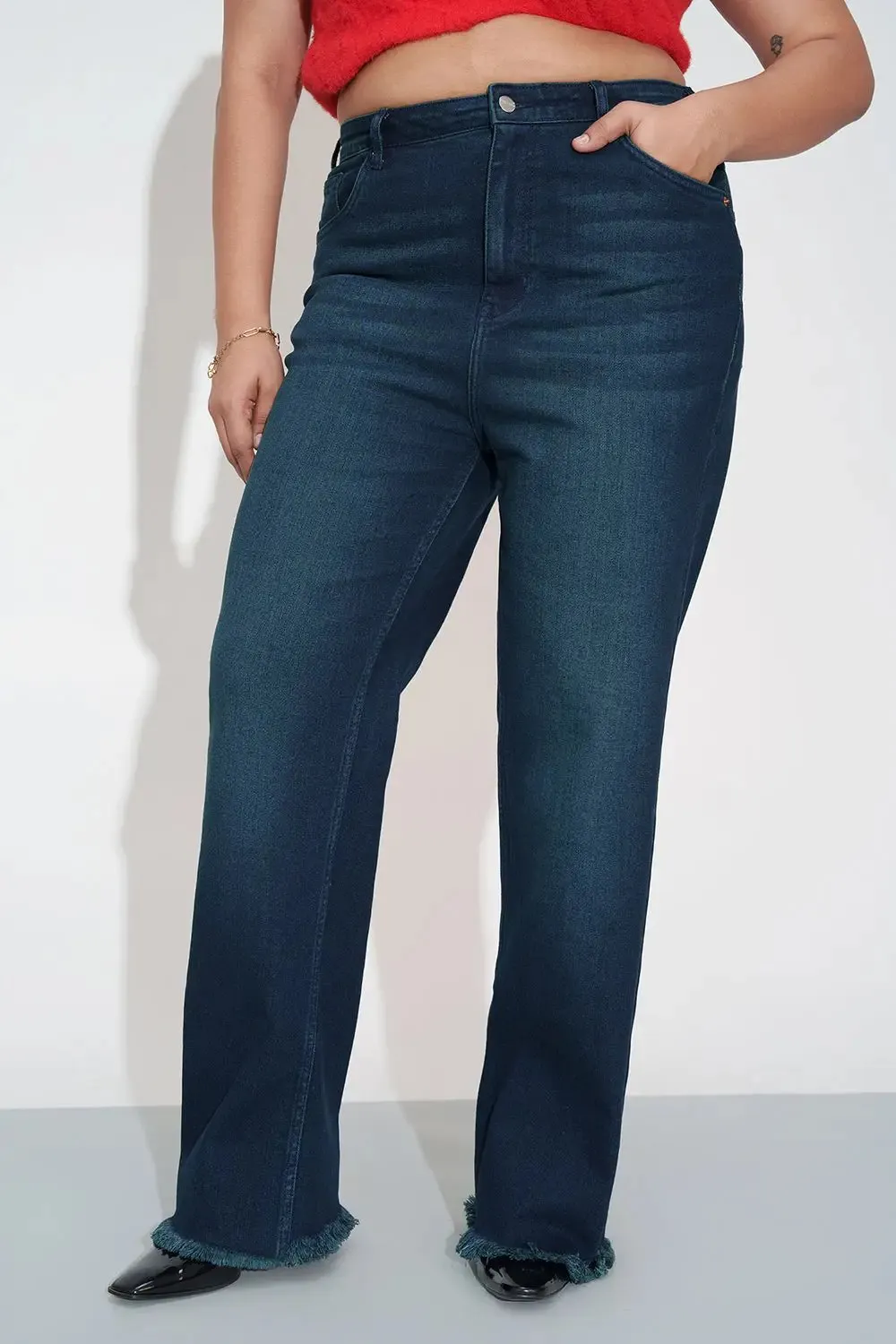 Tinted Teal Curve Straight fit Jeans