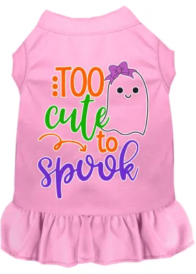 Too Cute To Spook-girly Ghost Screen Print Dog Dress Light Pink Sm