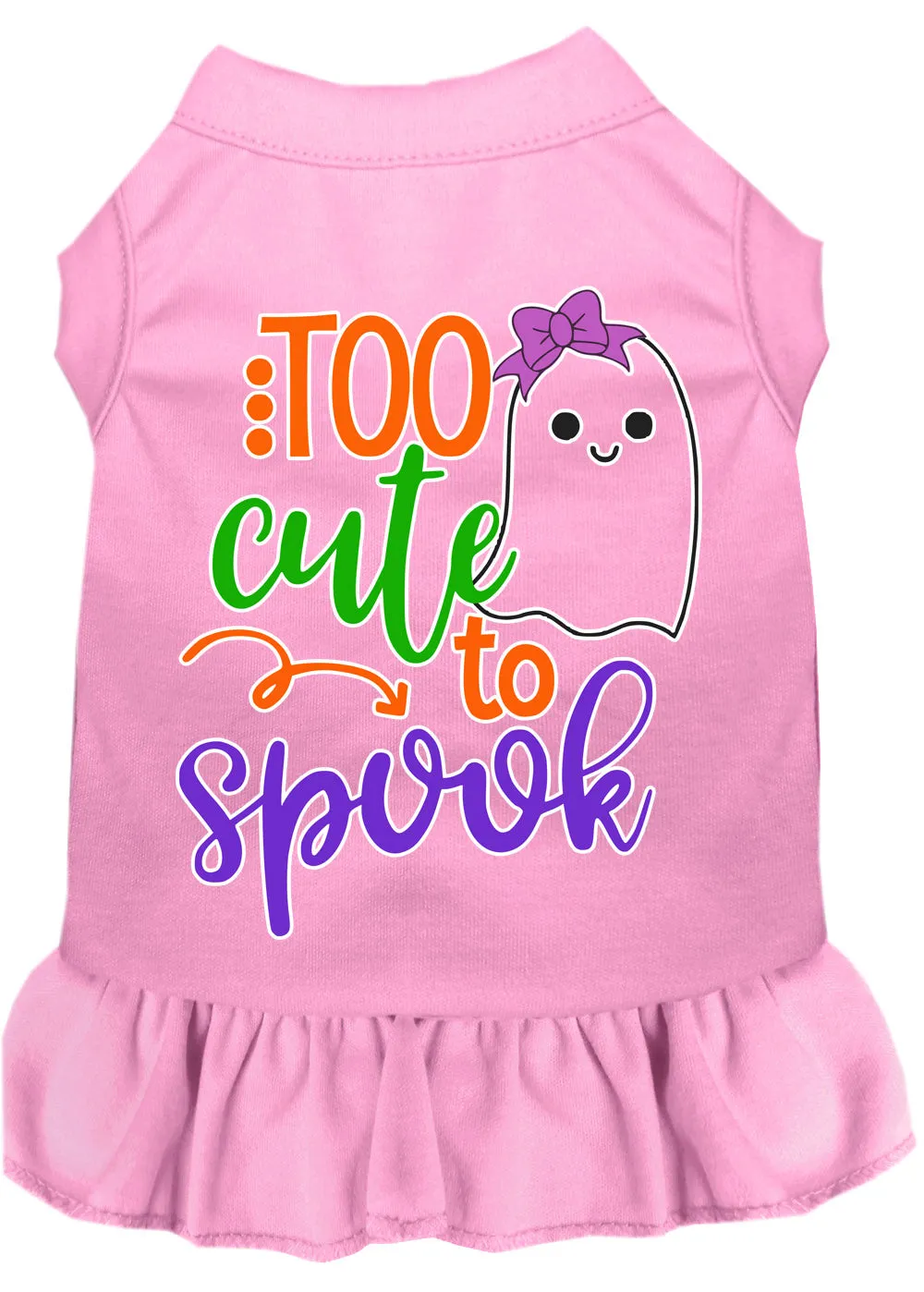 Too Cute To Spook-girly Ghost Screen Print Dog Dress Light Pink Sm