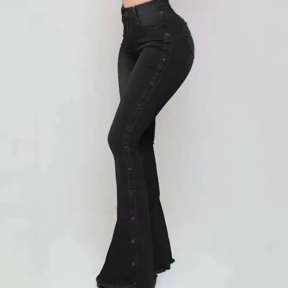 Trendy High Waist Flare Wide Leg Jeans