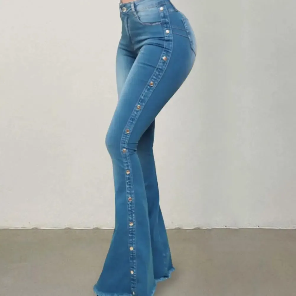 Trendy High Waist Flare Wide Leg Jeans