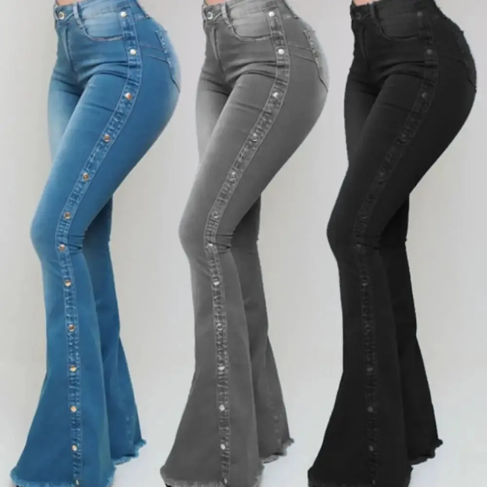 Trendy High Waist Flare Wide Leg Jeans