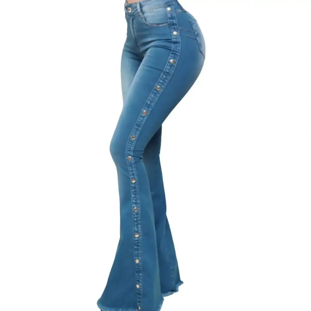 Trendy High Waist Flare Wide Leg Jeans