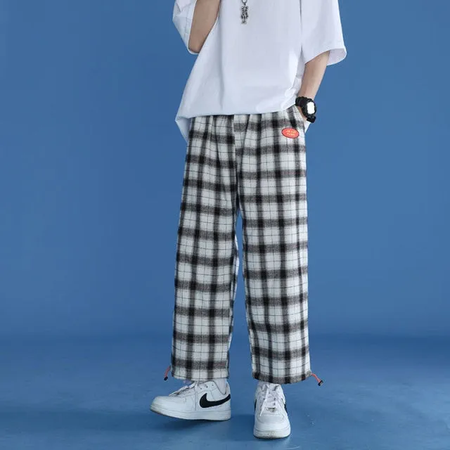 Trendy Plaid Streetwear Pants Men's New Comfortable Pant Summer Loose Comfortable Casual All-match Korean Joggers Trousers