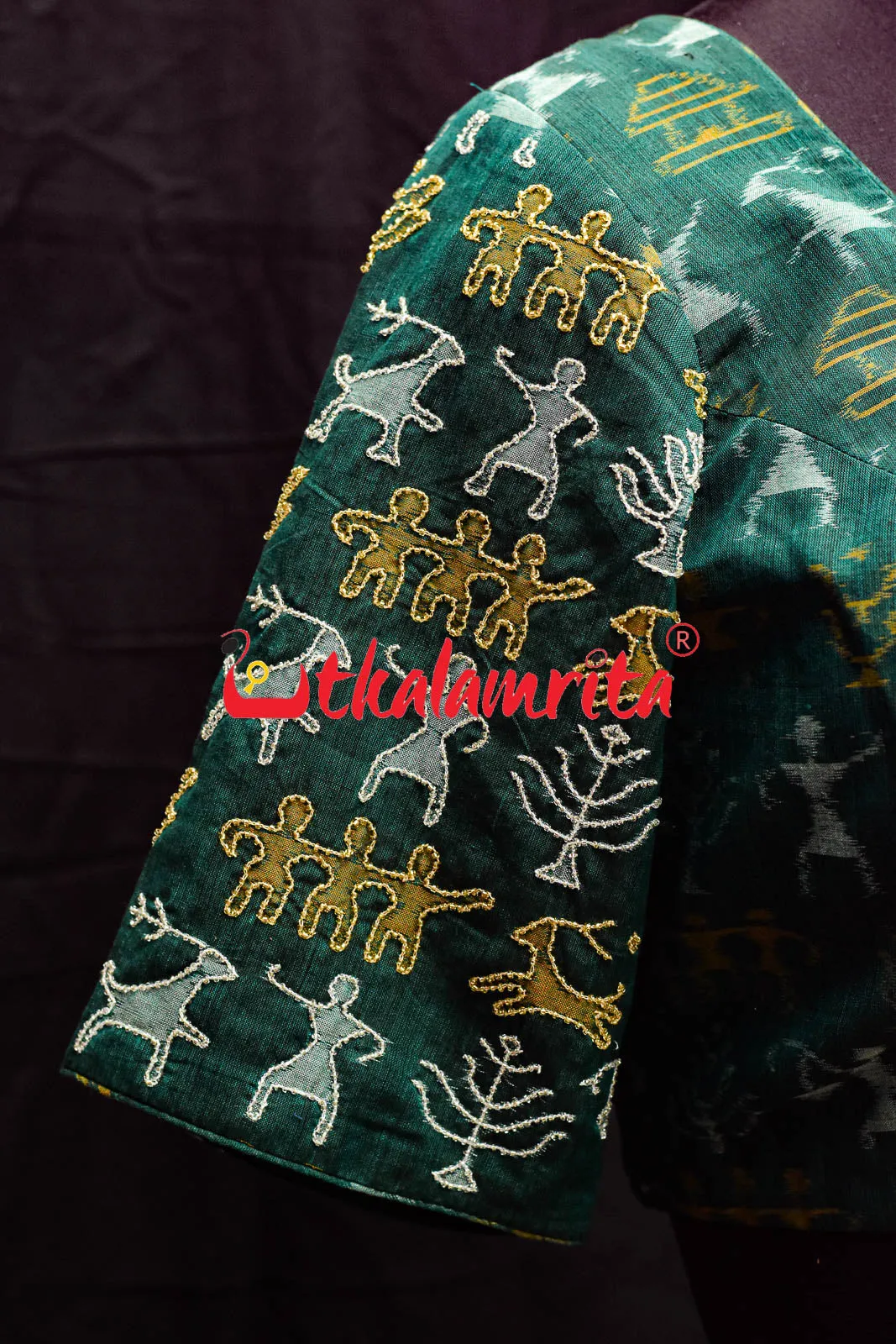 Tribals and Deer Green Designer (Blouse)