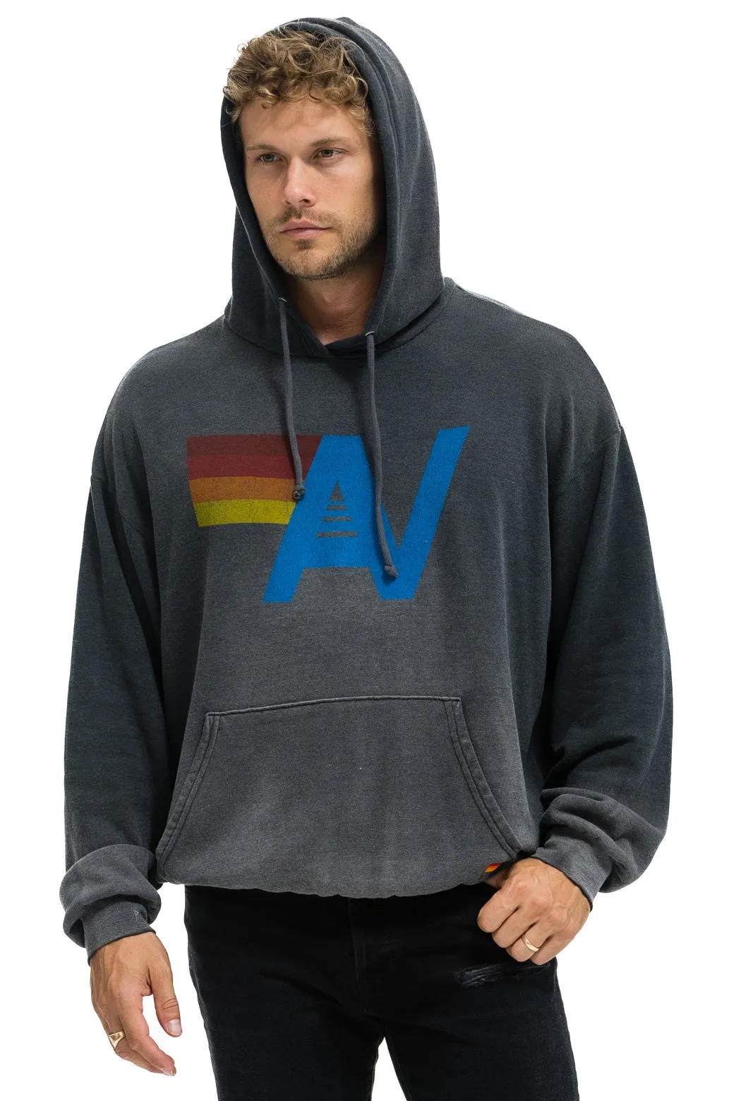 VINTAGE LOGO RELAXED PULLOVER HOODIE - FADED SMOKE