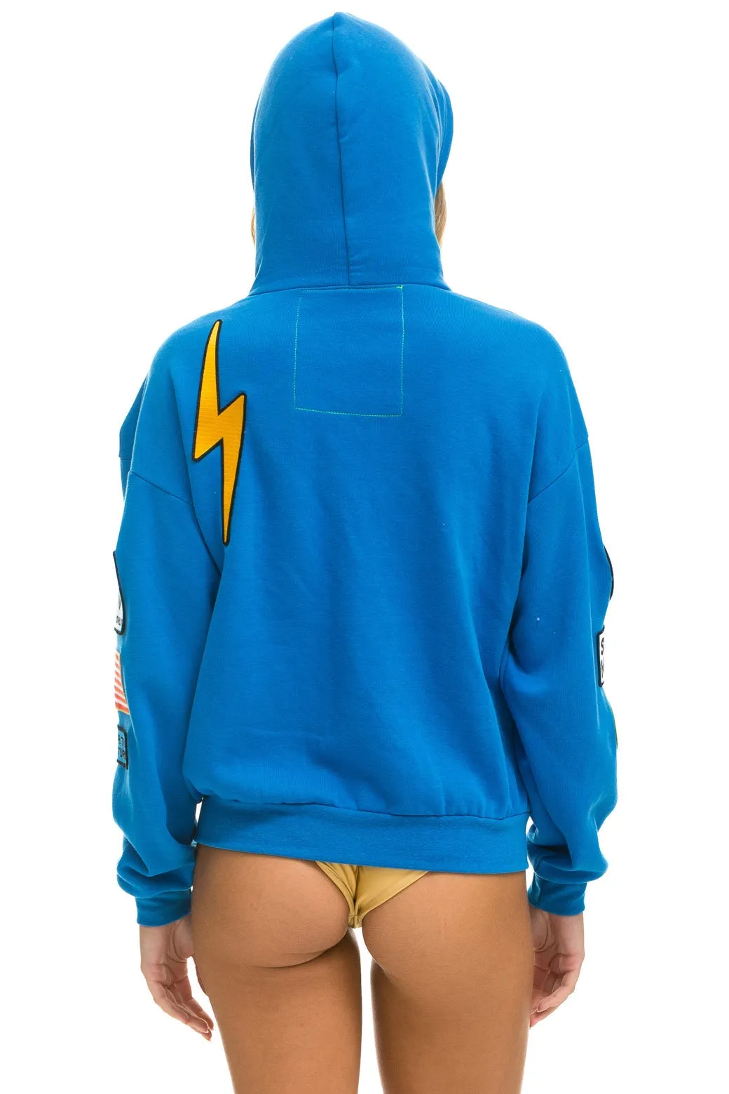 VINTAGE PATCH RELAXED PULLOVER HOODIE- OCEAN